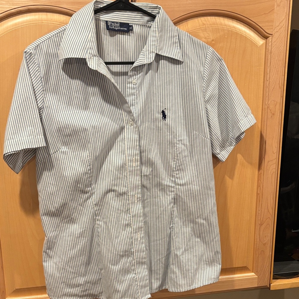 Polo by Ralph Lauren Blue & White Pinstripe Short-Sleeve Button-Down